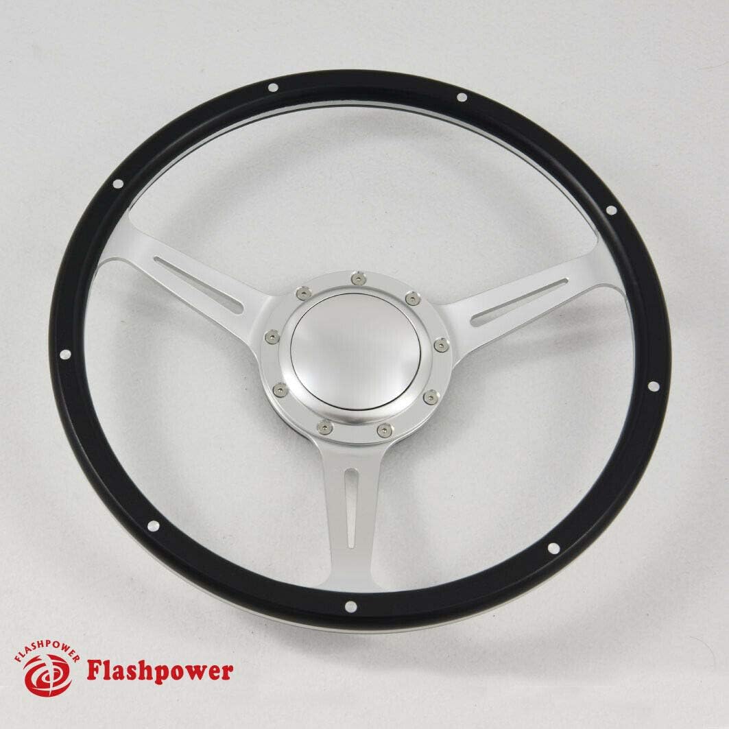 Interior 15 Laminated Black Forest Wood Steering Wheel with Horn Button