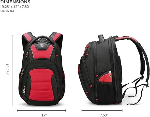 Miniatura 3 de Swissdigital Mochila de circuito de diseño para hombre, NegroRojo, 15,6 pulg., Mochilas de viaje