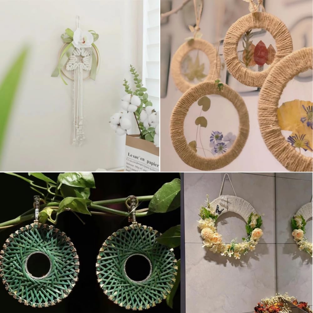 12 Pezzi Cerchi in Legno, 15 cm Anelli a Cerchio in Bambù Acchiappasogni, Anelli in Legno di Bambù per Matrimonio,per Decorazioni in Macramè Ghirlande,Realizzare Decorazioni per Decorazioni