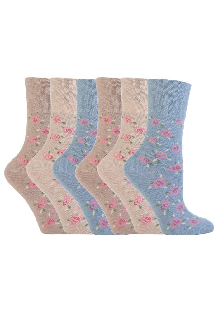 Sockshop Women's Rose 6 Pairs Cotton Gentle Grip Socks 4-8 Uk, 37-42 Eu Gg46