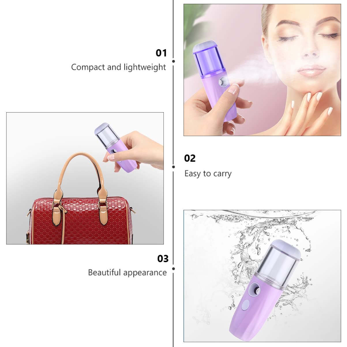 PLAFOPE Nano Sprayer Facial Purple Mini Facial Mist Spray Bottle for Face Hand Held