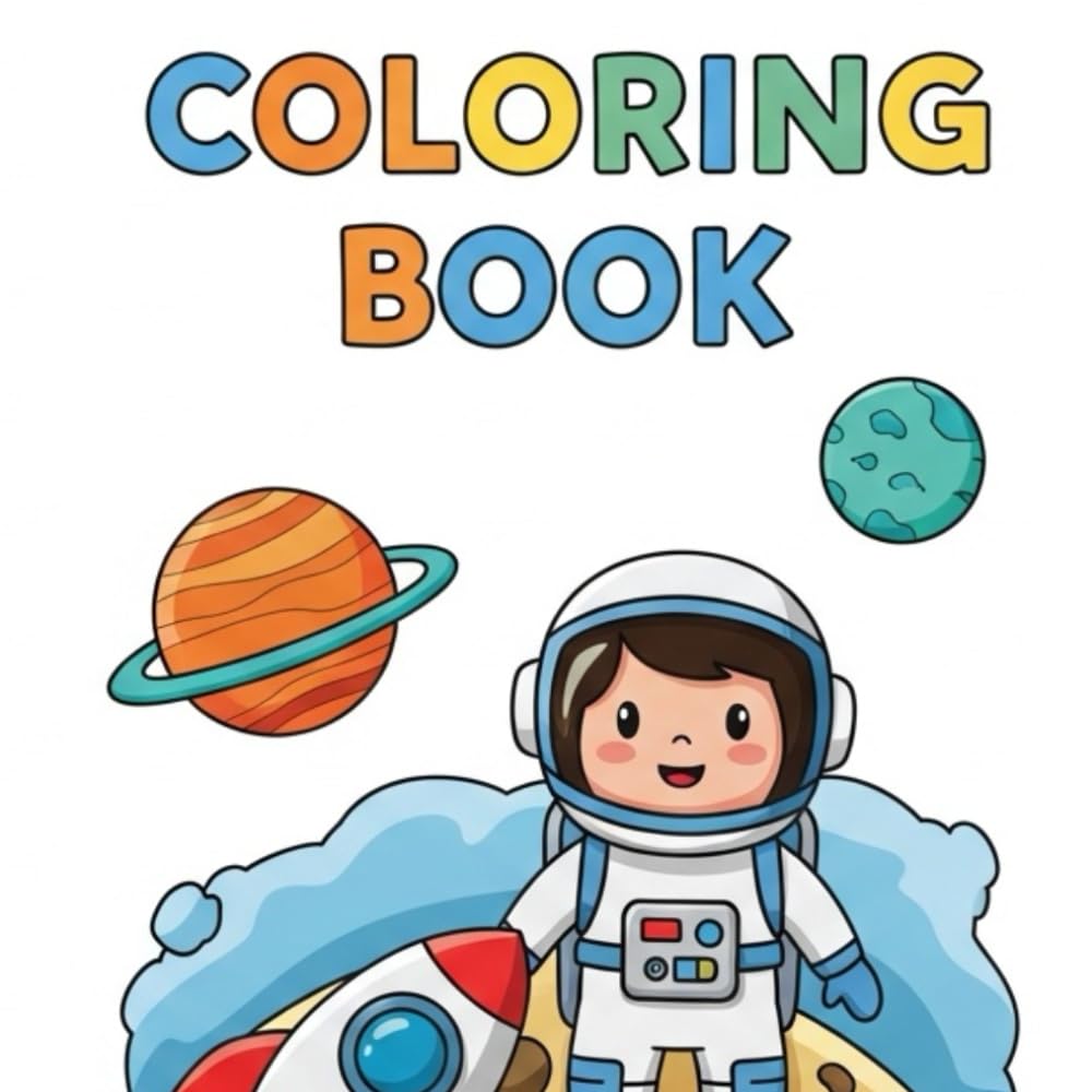 Space Coloring Book for Kids Rockets, Astronauts, Planets & Space Stations | Simple and Fun Coloring Pages for Toddlers and Kids Ages 3–8 (Happy Lines Coloring Series)