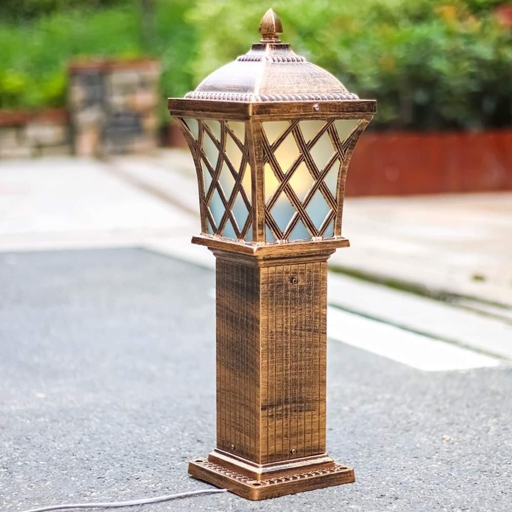 QUSYZD Post Lights Outdoor,60Cm Column Light European Ip54 Waterproof Pillar Lamp Traditional Lawn Light Outdoor Waterproof Light Postmodern Cast Aluminum Antirust Ac,Bronze