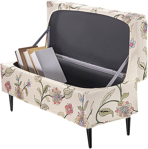 Miniatura 1 de NILUOH Funda otomana elástica rectangular de almacenamiento otomana, fundas de banco plegables para reposapiés, protector de muebles con parte