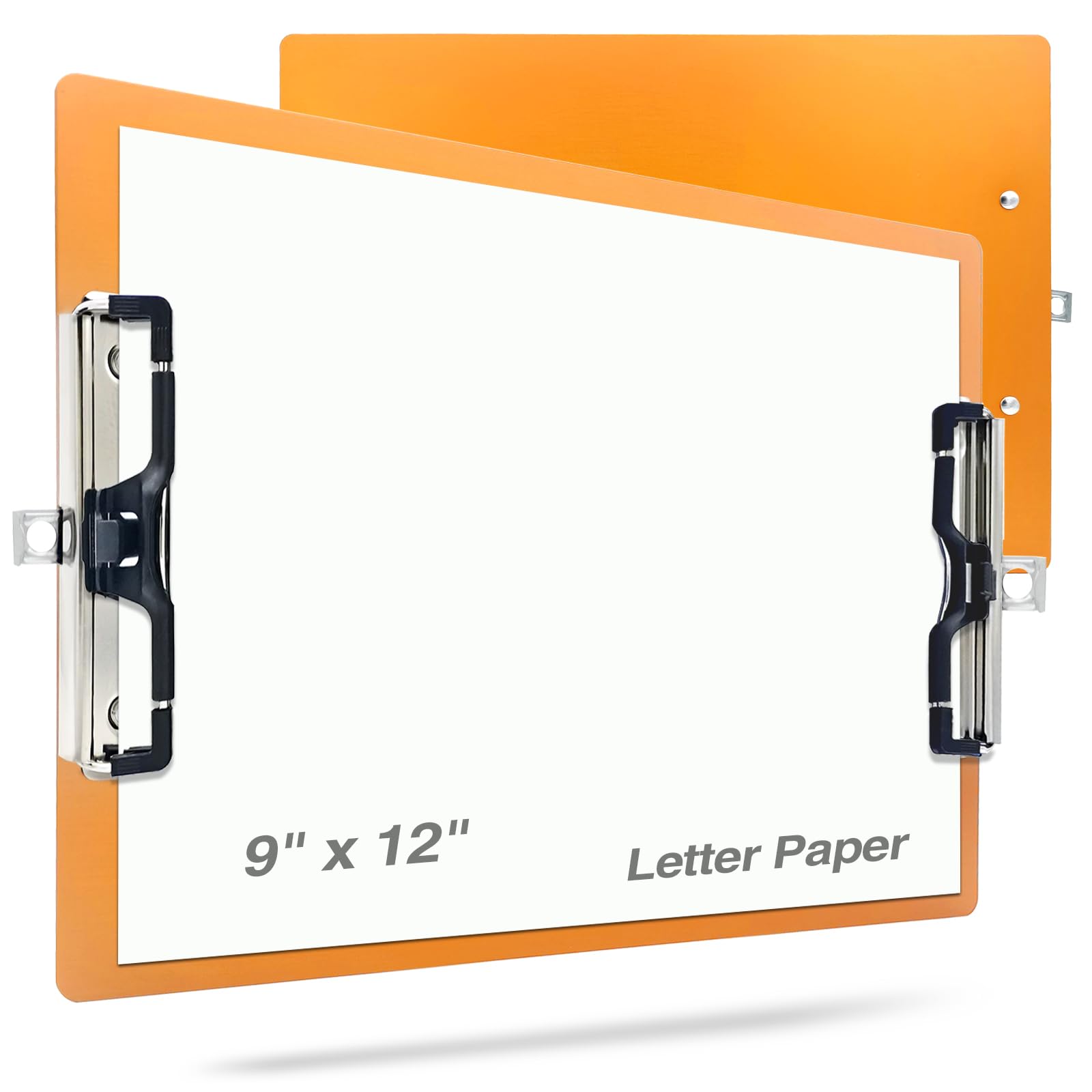 Aluminum Metal Clipboard Sturdy Stainless Hangable with Pen Holder Double Clip Board Size Letter A4 9" x 12.6" for School Office Business Medical