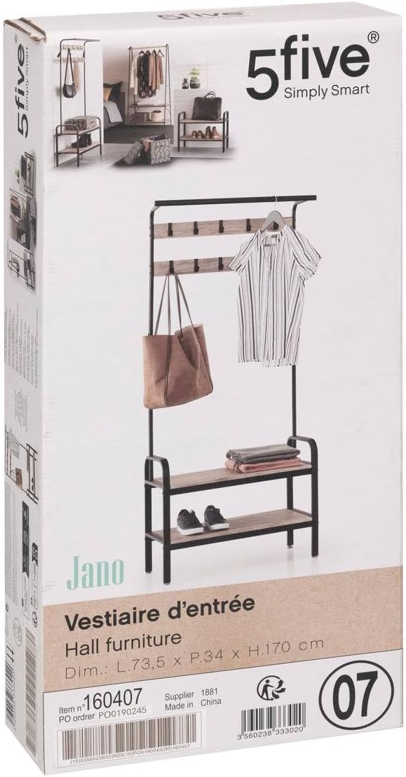 5 five simply smart Wardrobe with 2 Shelves - Black Wood Jano