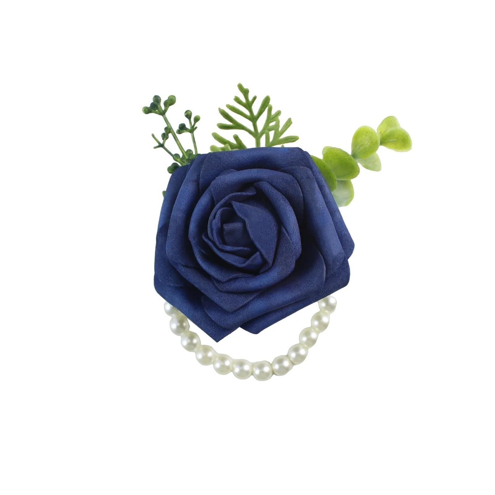 Hzomif Two-Tone Artificial Rose Wrist Corsage 6pcs Bridesmaids Wrist Corsage Bracelet Wedding Accessories PE Rose Flowers Artificial Cuff Bracelets(Deep blue)