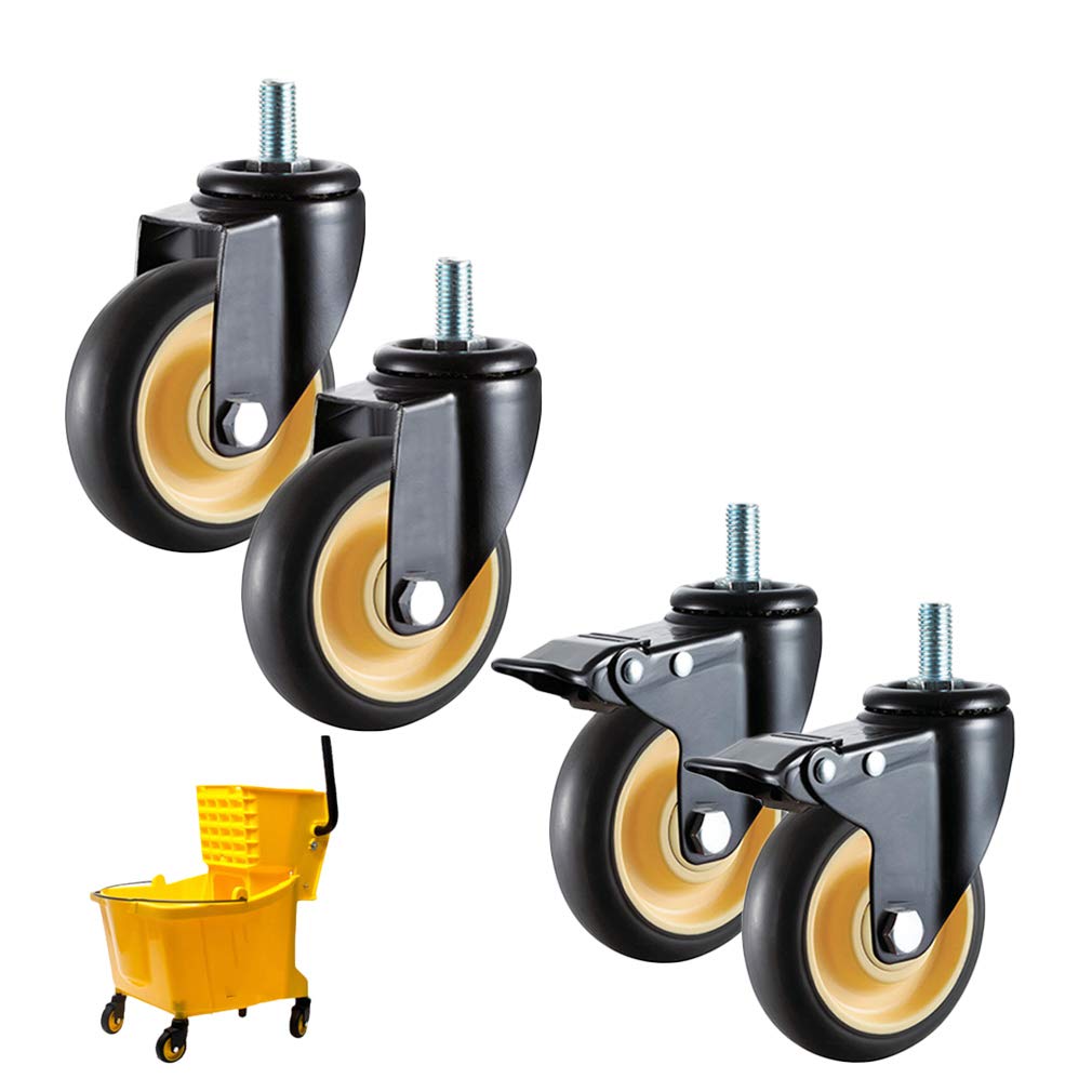 Ruedas para Muebles con Ruedas,Ruedas giratorias de Goma,Ruedas giratorias con Frenos,Ruedas Resistentes,diseño de Seguridad de Doble Freno,para Remolque Industrial,Muebles para el hogar,4 p