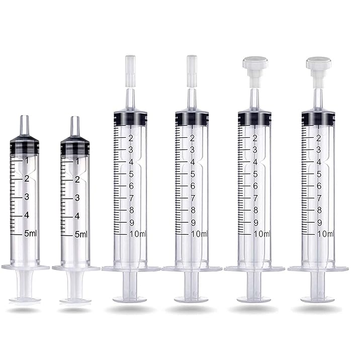Buy 4 Packs 10ml And 2 Packs 5ml Plastic Syringe with Measurement, No