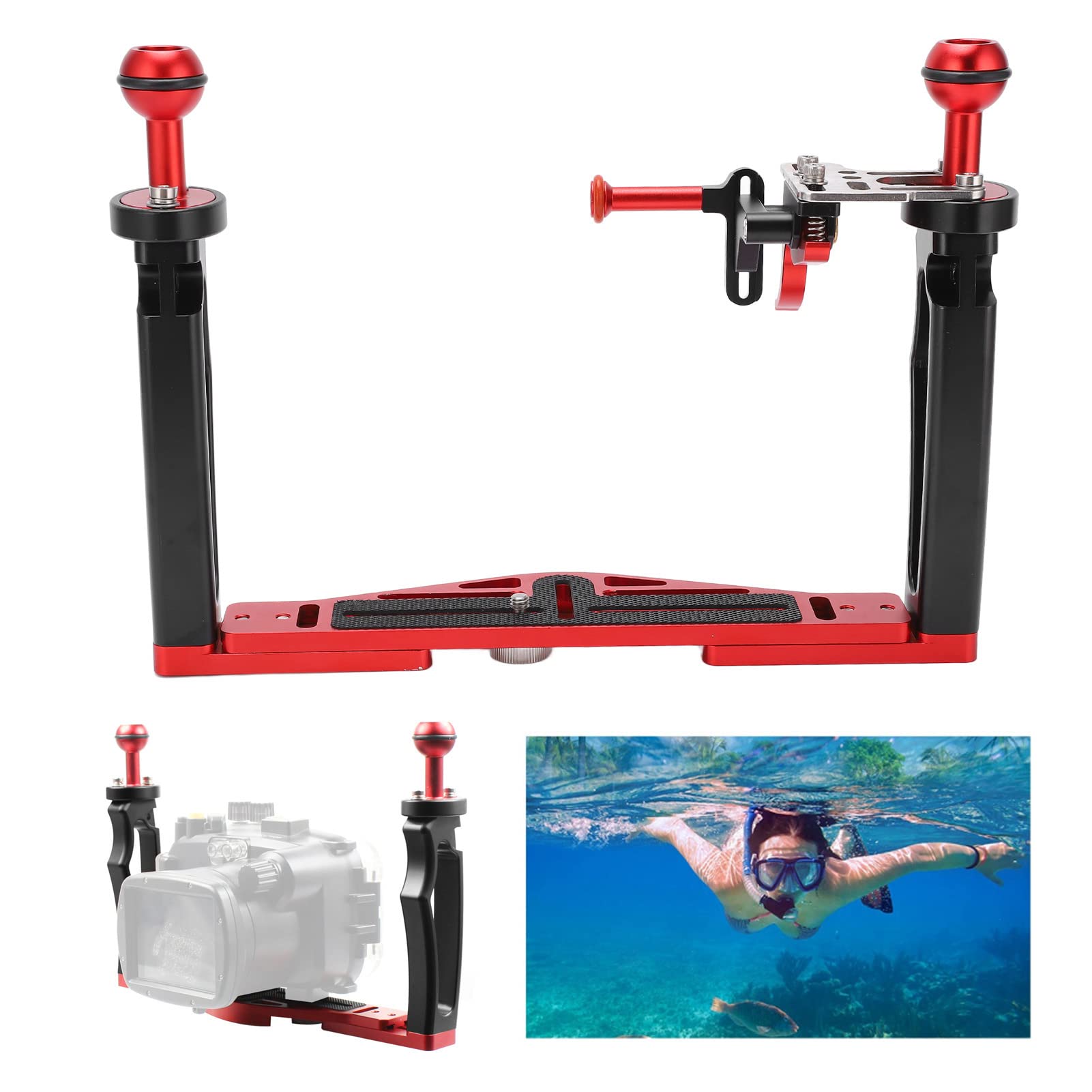 Plateau de Boîtier de Caméra sous-Marine avec Stabilisateur à Double Poignée et Déclencheur pour la Plongée