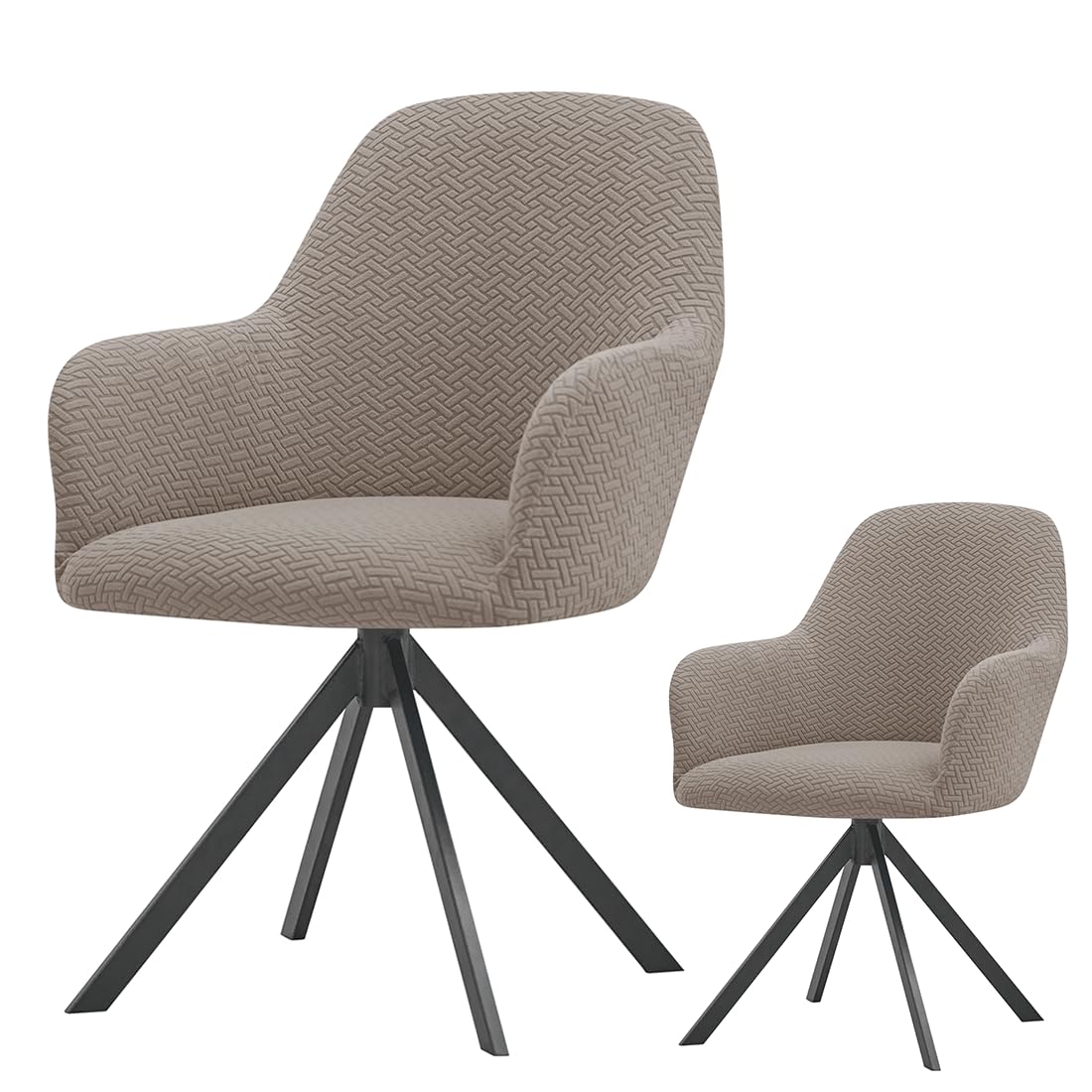 Housse De Chaise Extensible Avec Accoudoirs - 2 Pièces En Jacquard - Protection Et Style Pour Salle à Manger, Bureau, Cuisine