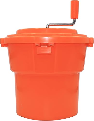 Hakka - Molinillo de ensalada grande de 20 litros5 galones, giratorio manual comercial para ensaladas y secador de lechuga, naranja