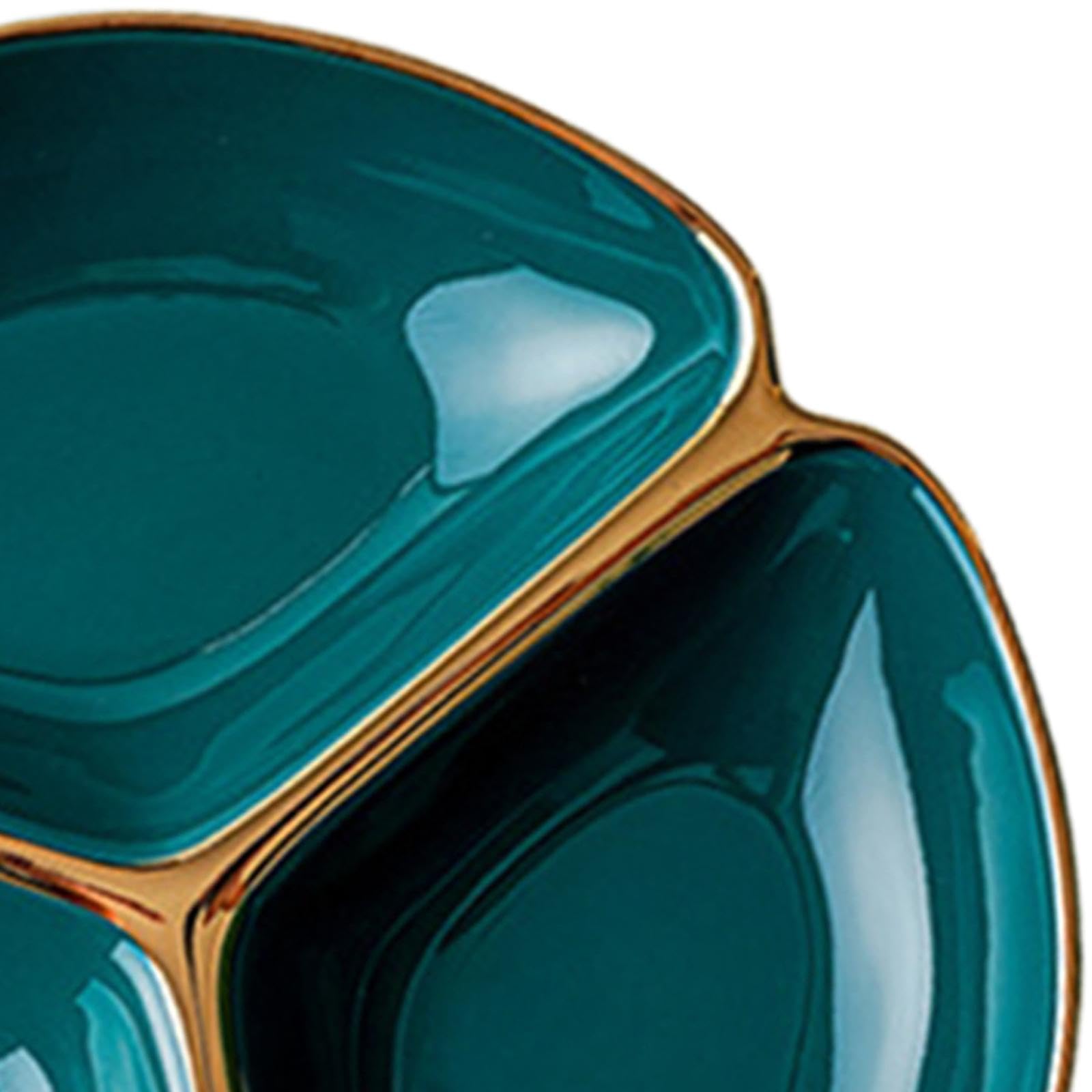 Assiette Compartimentée Plateau Divisé Assiette Trois Compartiments Plat Céramique Compartiment Plat Portion Alimentaire Contrôle des Portions Adaptée, Vert