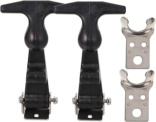SEWOART 2pcs Rubber Buckle T- Handle Hasp with Bracket Draw Latch Rubber T- Handle Latches Stainless Steel, Rubber Black Hasp for Hood T-Handle Latches T-Handle Draw Latches Buckle Engine