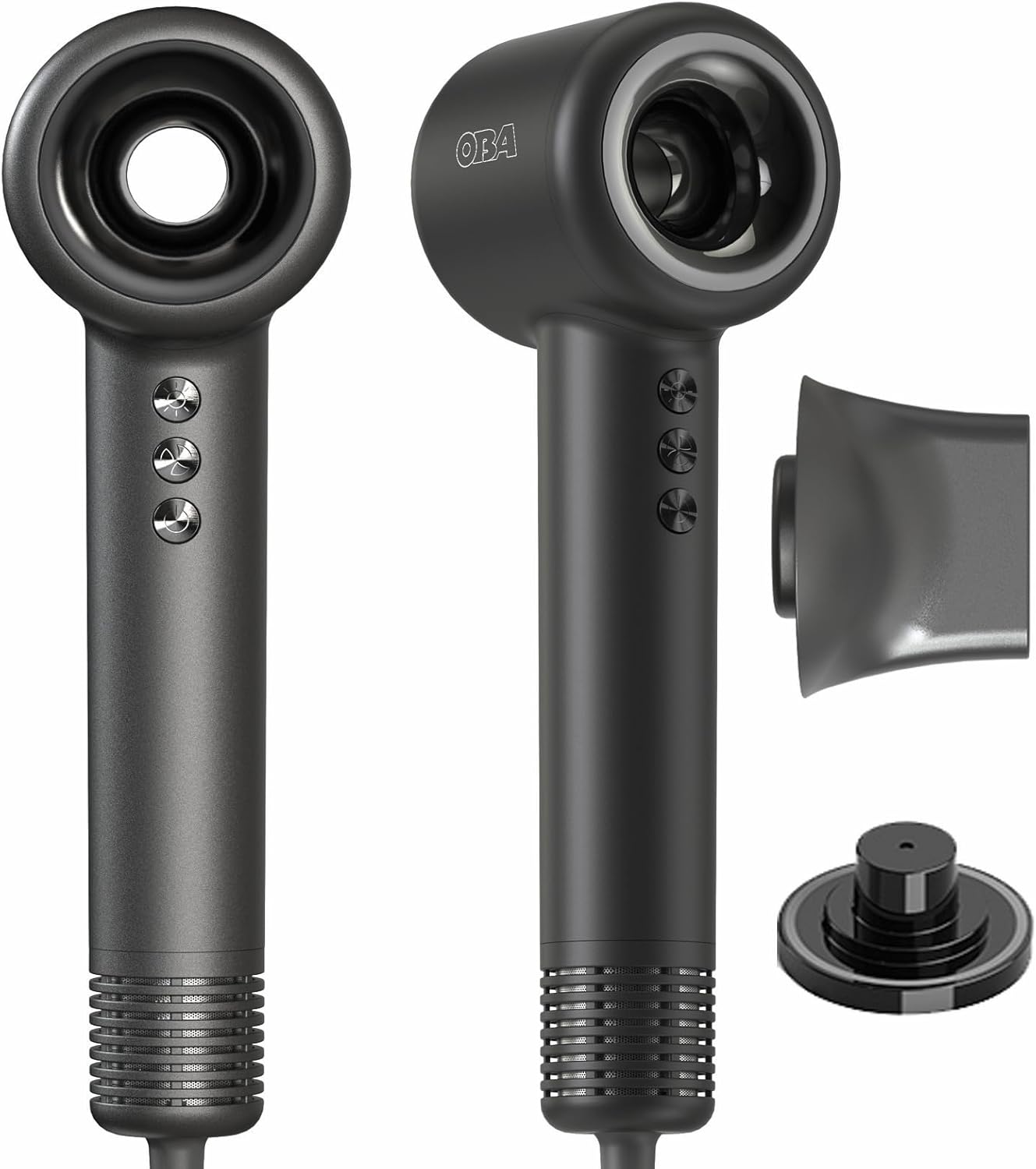 OBA HY01PRO haardroger, perfect drogen, gezond haar, 500 miljoen negatieve ionen, borstelloze motor met 120.000 omw/min, luchtstroomsnelheid 75 m/s, 358 g, stille 54 dB haardroger