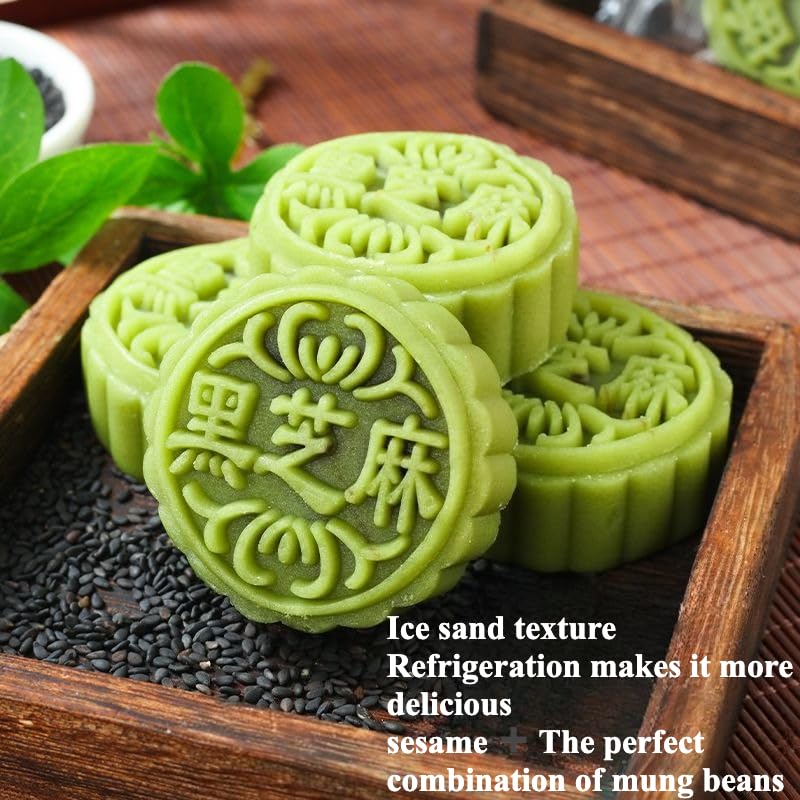 Black sesame mung bean cake,handmade mooncake,Mid-Autumn Festival mooncake，old-fashioned traditional pastry，Mid Autumn gifts pack,soft cake cookies, instant breakfast bread, Dim sum, sweets (1500g)