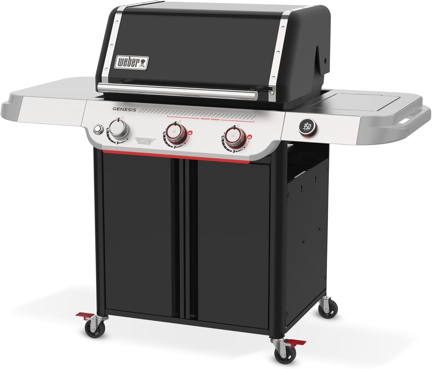 Weber Genesis® EX‑325W Smart Gas Grill (Liquid Propane) for Outdoor Cooking, 3 Burner – Black, Wi‑Fi Enabled Grill with Porcelain-Enameled Cast-Iron, Sear Zone & PureBlu Burners