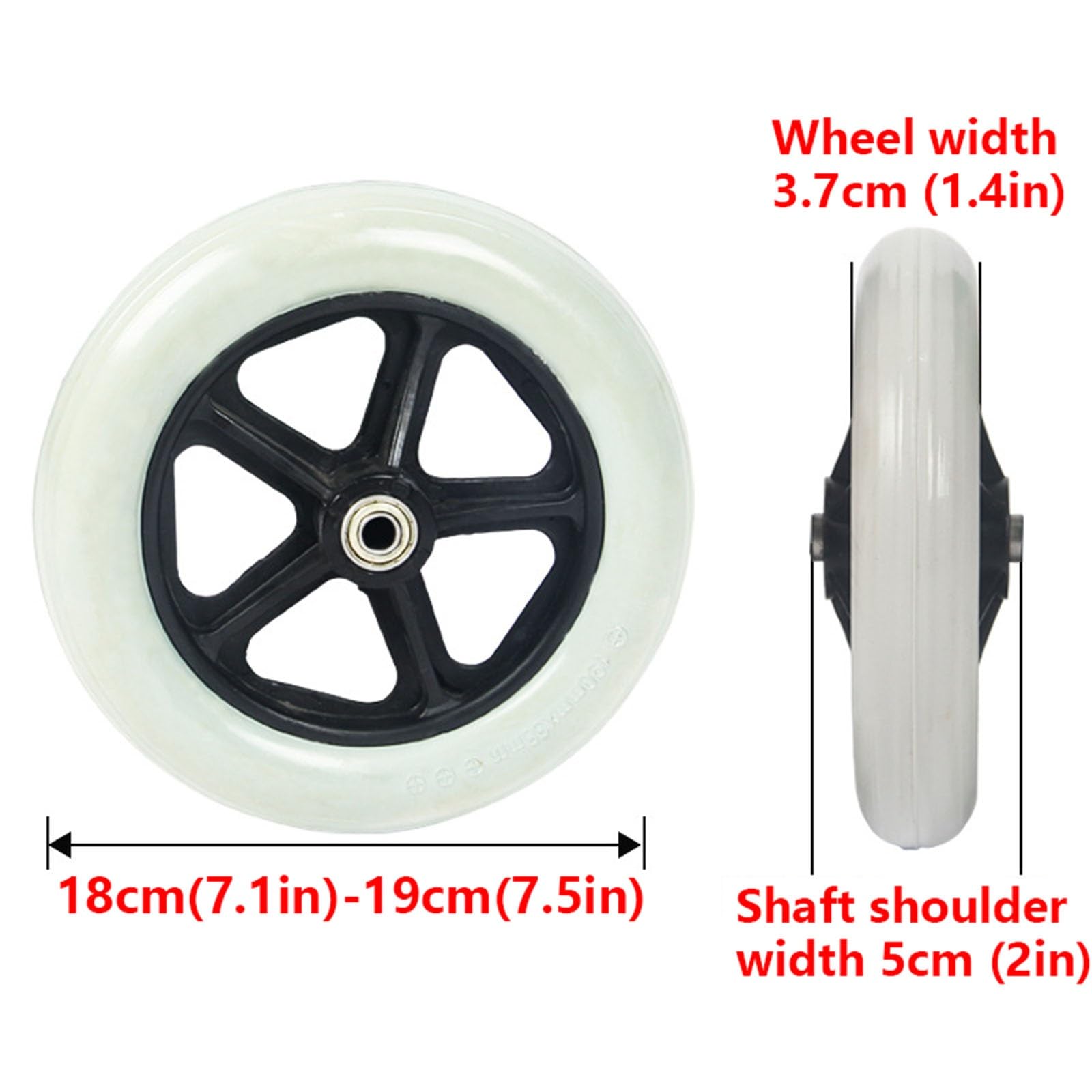 LHX 8-inch Wheelchair Front Wheel Accessories Scooter Replacement Parts 1 Pair of Solid Tires with Bearings Wear-Resistant and Durable(Gris)