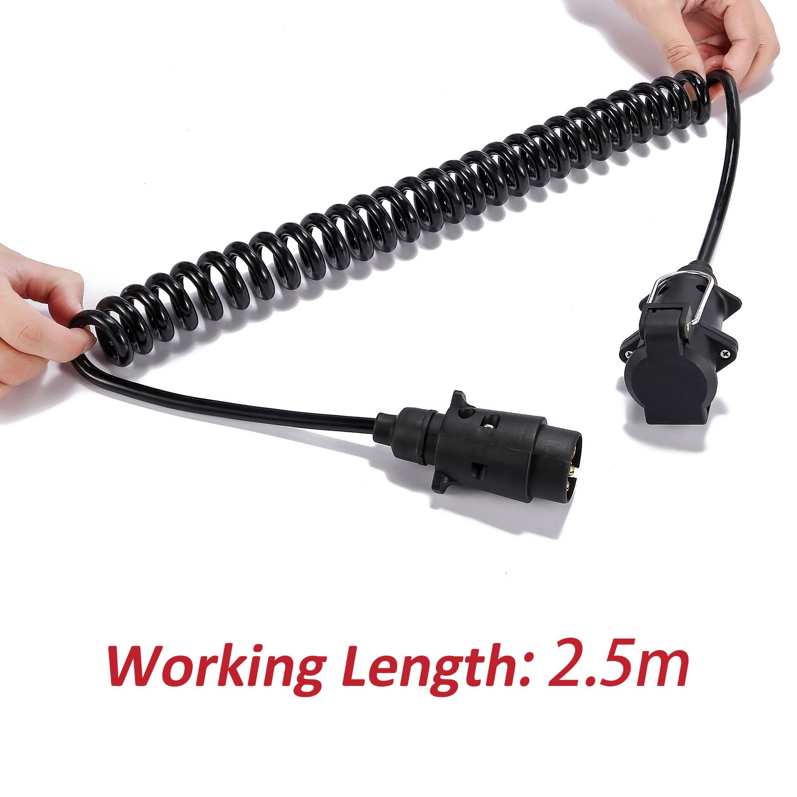 Cavo di prolunga per rimorchio 12V 2.5M 7 poli cavo a spirale precablato connettore per rimorchio con presa e spina per bicicletta, camion, trattore