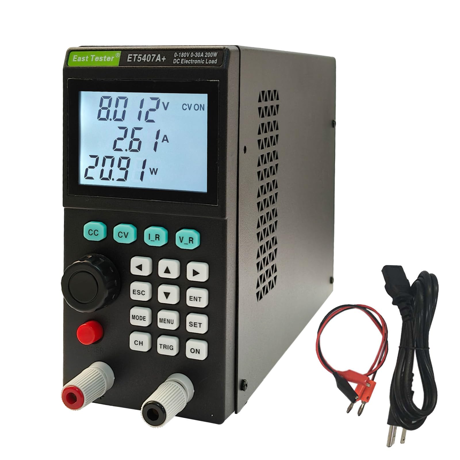 ET5407A+ - Tester di carica elettronico programmabile DC 0-180V 0-30A batteria Discharge & Power Supply Tester con CC/CV/CR/CP High Accuracy 1mV/1mA Resolution USB Control Display LCD