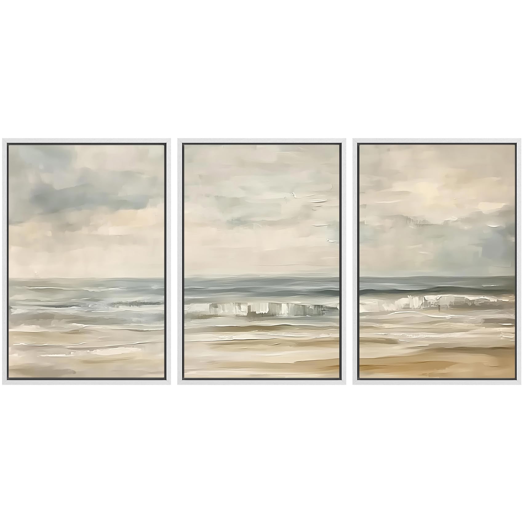 SIGNWIN Framed Canvas Print Wall Art Set Coastal Serenity Abstract Seaside Illustrations Modern Art Decorative Rustic Calm/Zen for Living Room, Bedroom, Office - 24"x36"x3 Natural — view 137