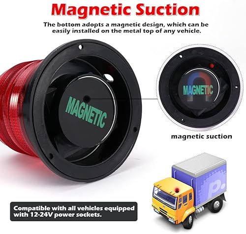 Miniatura 5 de Faddare Luces LED solares de advertencia intermitentes, luces estroboscópicas intermitentes de seguridad IPX6 con succión magnética para vehículos,