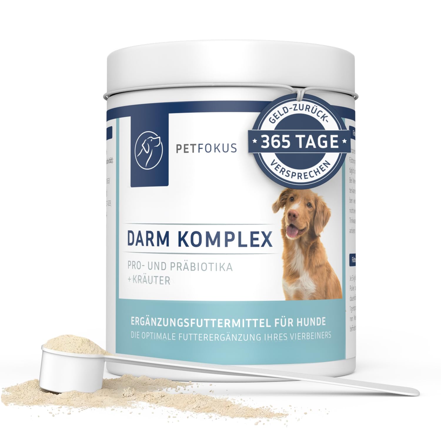 PetFokus Complejo intestinal para perros - Apoyo a la digestión, antiinflamatorio, salud articular y control de peso, complementario a la alimentación húmeda, seca o cruda - producido en Alemania