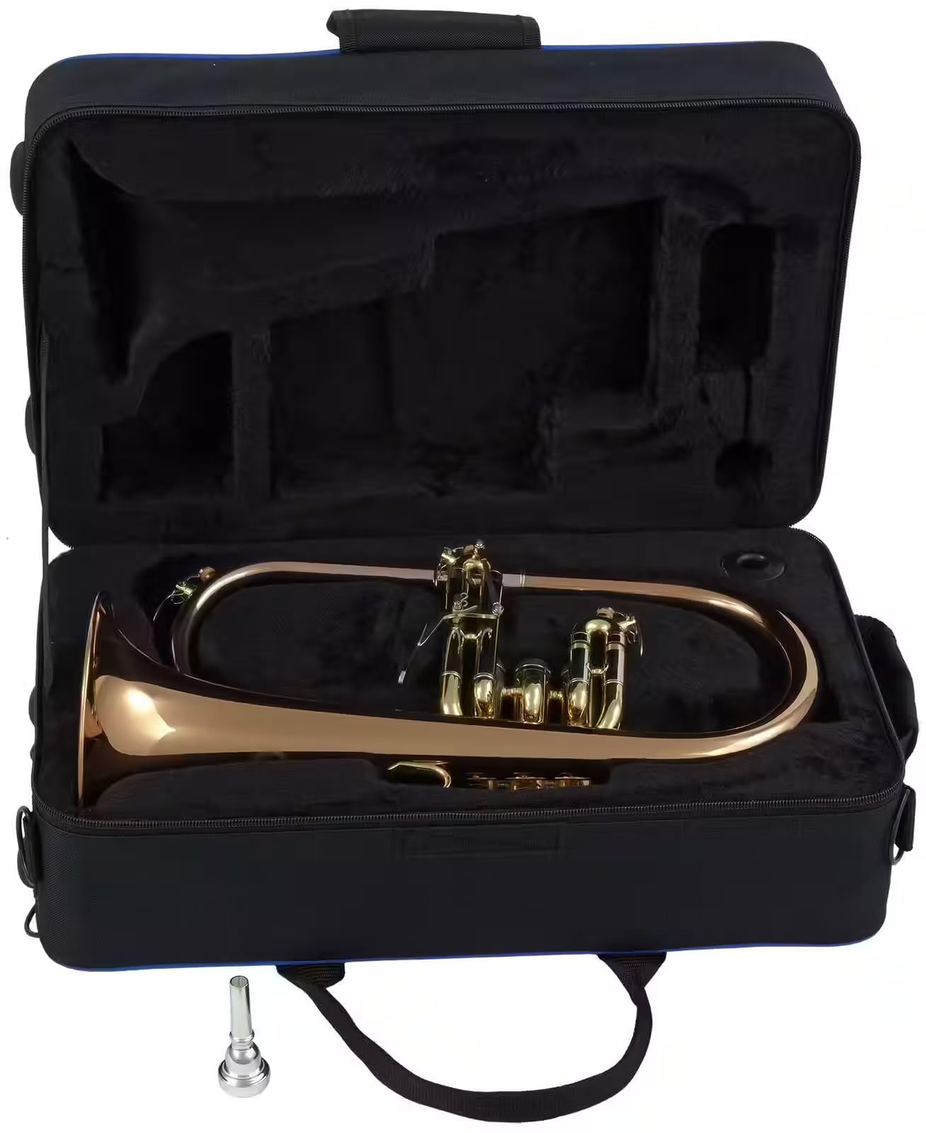 Woodbrass WFH400 - Bugle Si♭ - Instrument à Vent Débutant Prêt à Jouer, Trigger 3e Coulisse, Pavillon Cuivre Rose, Étui Sac à Dos & Embouchure Inclus