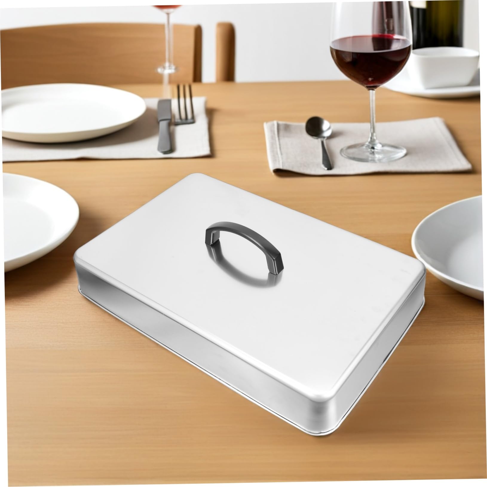 Tapa De Sartén De Acero Inoxidable Para Cocinar Al Vapor Tapa De Plancha Rectangular Accesorios De Cocina Para Parrilla y Barbacoa