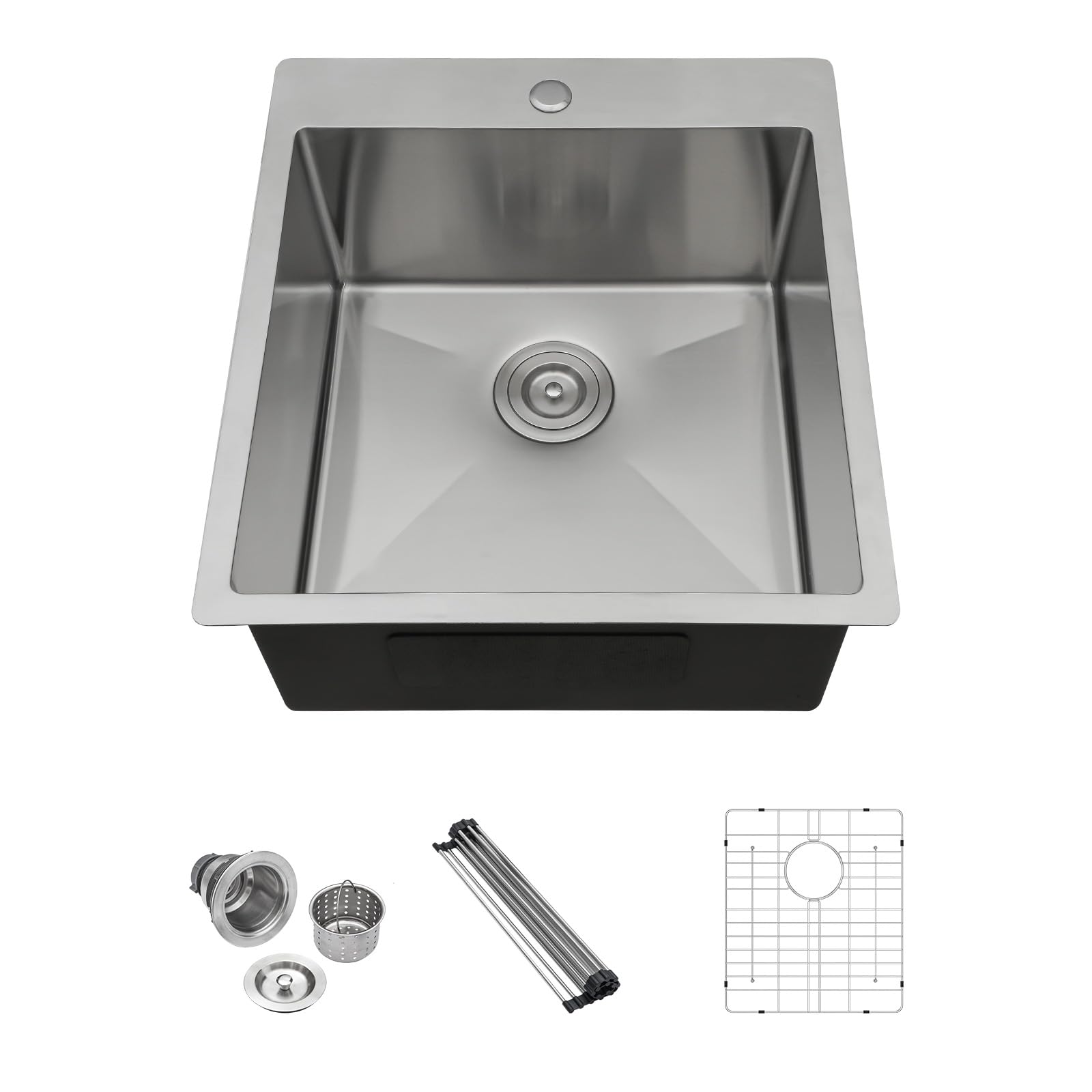 Lordear18x20x10 inch Drop in Kitchen Sink Topmount Bar Sink 16 Gauge Single Bowl Stainless Steel Bar Sink Kitchen Sinks Outdoor Sink