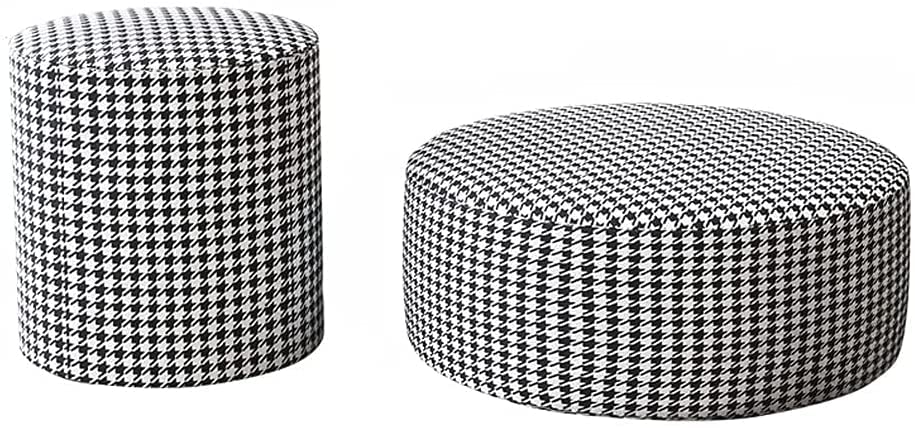 Tabouret bas rembourré au motif à carreaux élégant pour salon