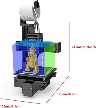 Compact 3D Printer, Beginner 3D Printer, Automatic Leveling, Printing Volume 100x100x100mm, Supports PLA And TPU Filaments, Used For Home,school Projects(Black)