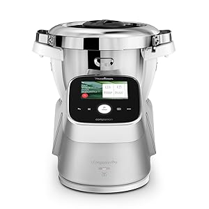 Moulinex i - Companion Touch Pro, Robot Da Cucina Multifunzione con Bilancia Integrata, 19 Modalità di Preparazione e Cottura, Capacità Utile 3L, Connettività WiFi / Bluetooth e Schermo Touch, HF93ECK