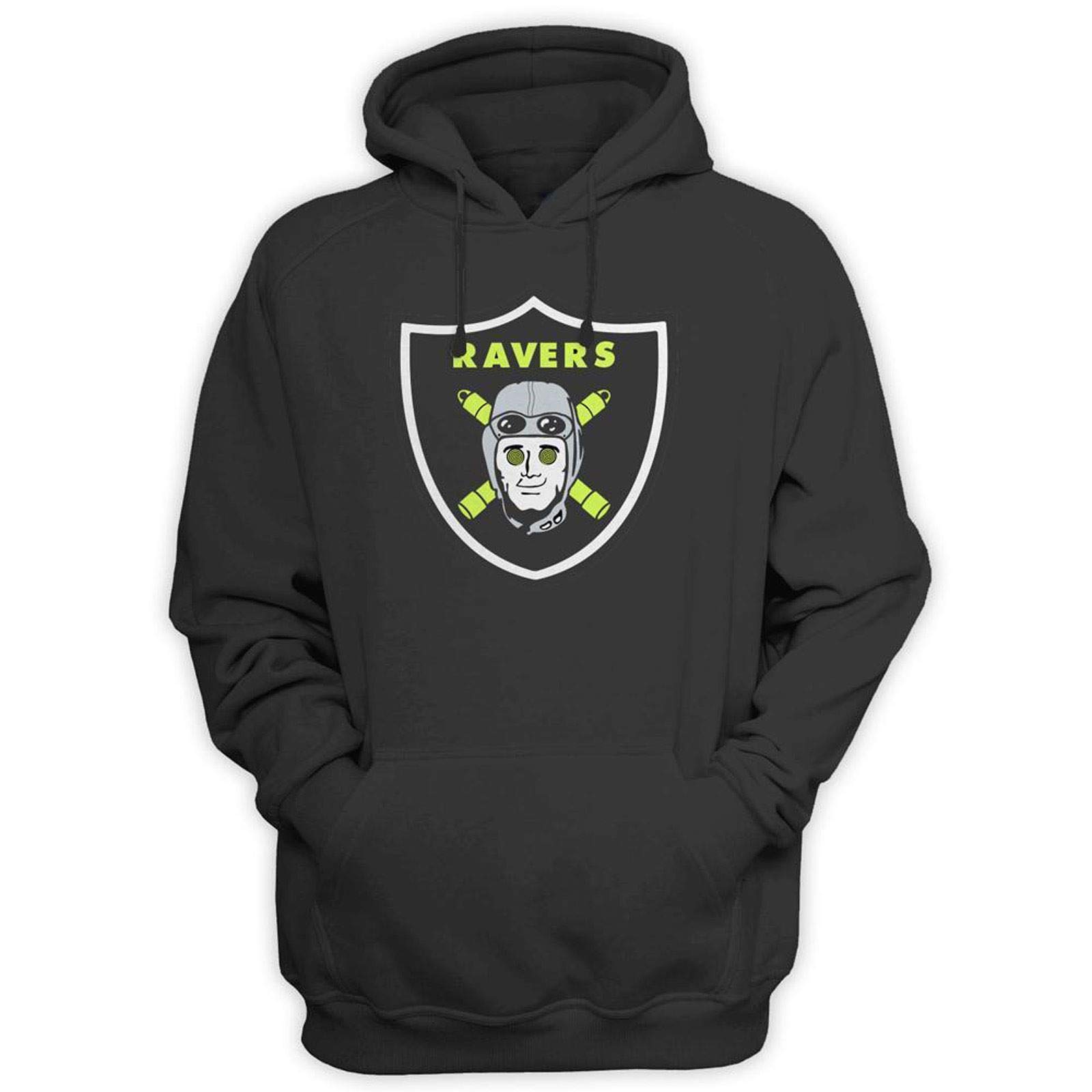 Double Good Garments Black Ravers Acid House Dance Music Rave Dj Hoodie (Large, )