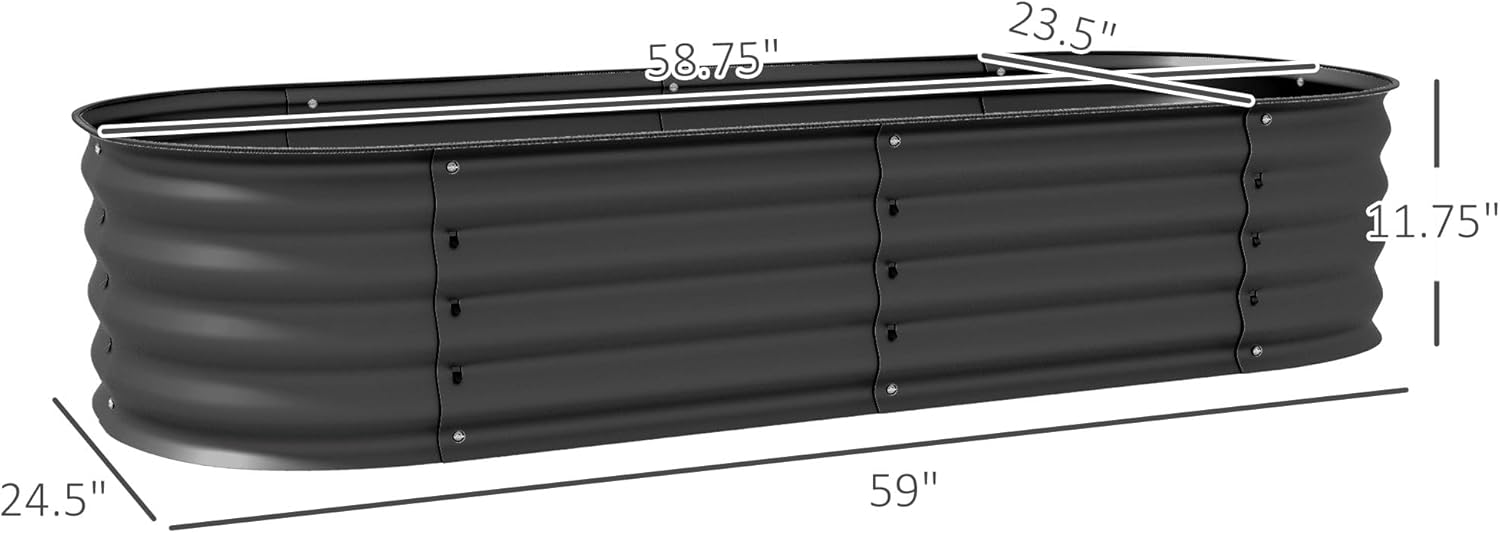 4.9' x 2' x 1' Galvanized Raised Garden Bed Kit, Outdoor Metal Elevated Planter Box with Safety Edging, Easy Stock Tank for Growing Flowers,s & Vegetables, Dark Gray