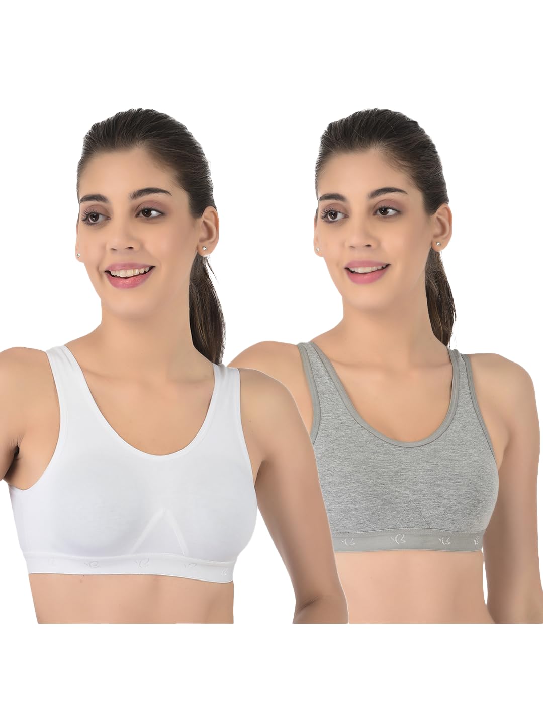 Softline Women's Cotton Rich Wired Non-Padded Molded Sports Bra Combo | High-Support & Breathable Activewear | Soft & Durable for Workouts & Everyday Wear (Pack of 2)-image-35