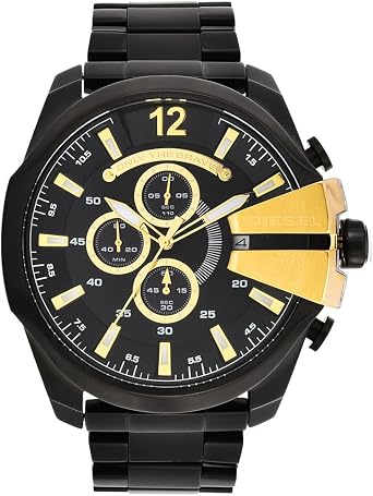 Diesel Mega Chief Orologio da Uomo con Cronografo, Cassa in Acciaio  Inossidabile da 51 mm, Nero/Oro : Diesel: Amazon.it: Orologi