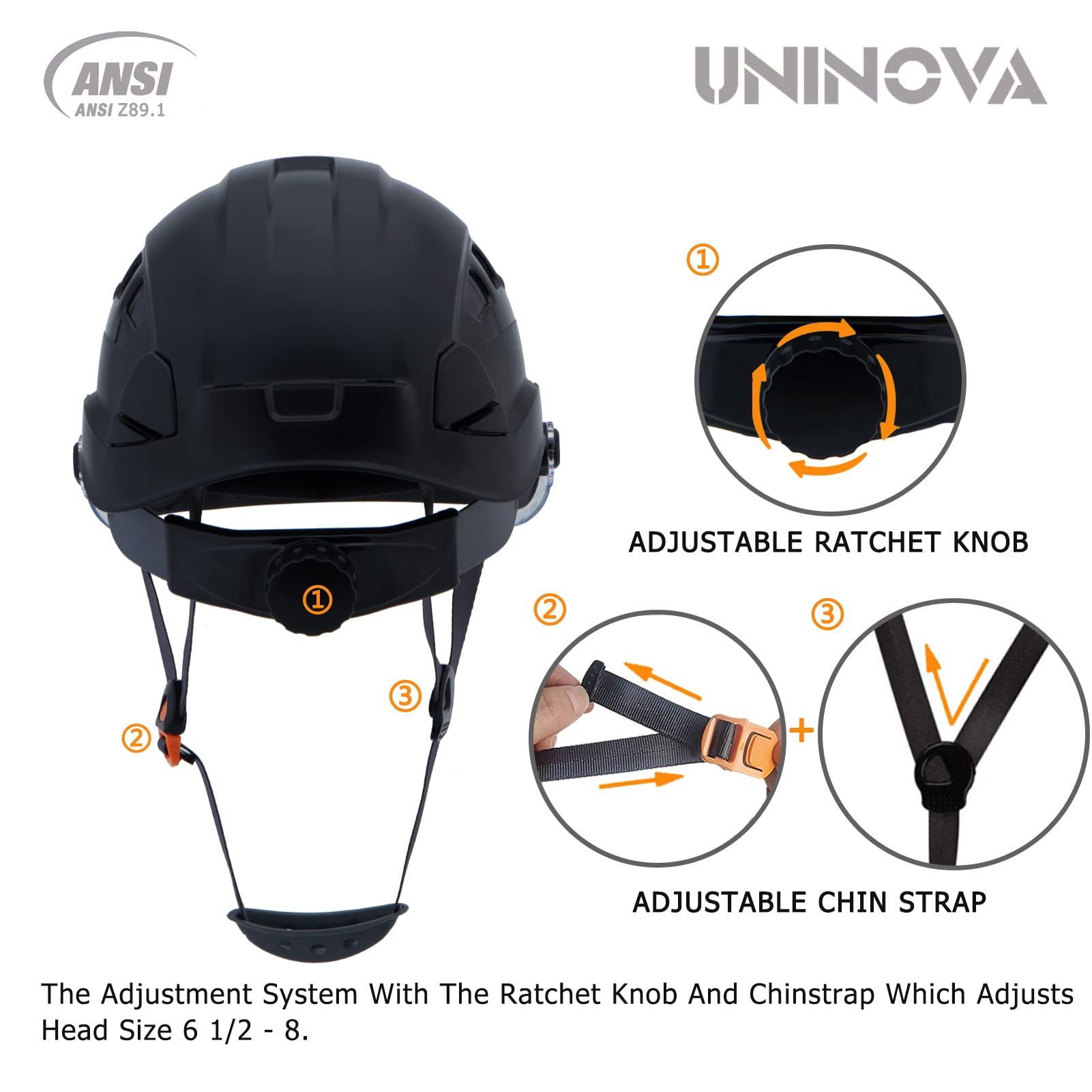 Safety Hard Hat - ANSI Z89.1 Approved Helmet Adjustable - 6-Point Ratchet Suspension & OSHA Hardhats