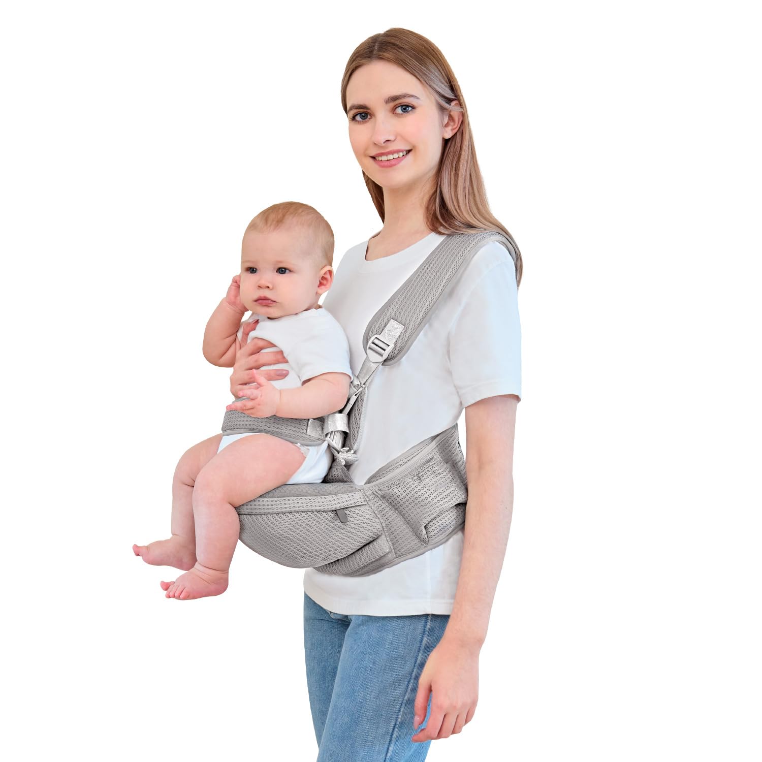 Baby Hip Carrier – Hip Carrier for Baby with Baby Safety Strap – Toddler Carrier 7-45 lbs – Ergonomic Infant Holder Baby Carrier with Hip Seat Large Capacity Pockets(Light Grey) Baby Hip Carrier – Hip Carrier for Baby with Baby Safety Strap – Toddler Carrier 7-45 lbs – Ergonomic Infant Holder Baby Carrier with Hip Seat Large Capacity Pockets(Light Grey)