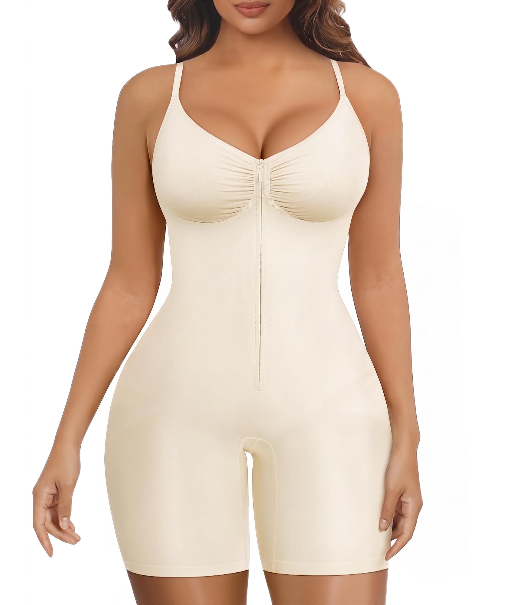 SHAPERX Body modellante da donna per il controllo della pancia, senza cuciture, con cerniera, modellante per la vita