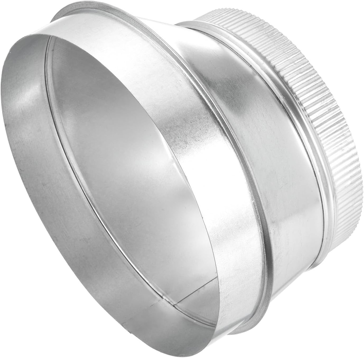 Eccentric Duct Reducer (10" to 8") - Galvanized Steel Crimped End Ducting Connector Increaser Round Air Duct Adapter Pipe Vent Inline Fitting for HVAC Ventilation System, Silver