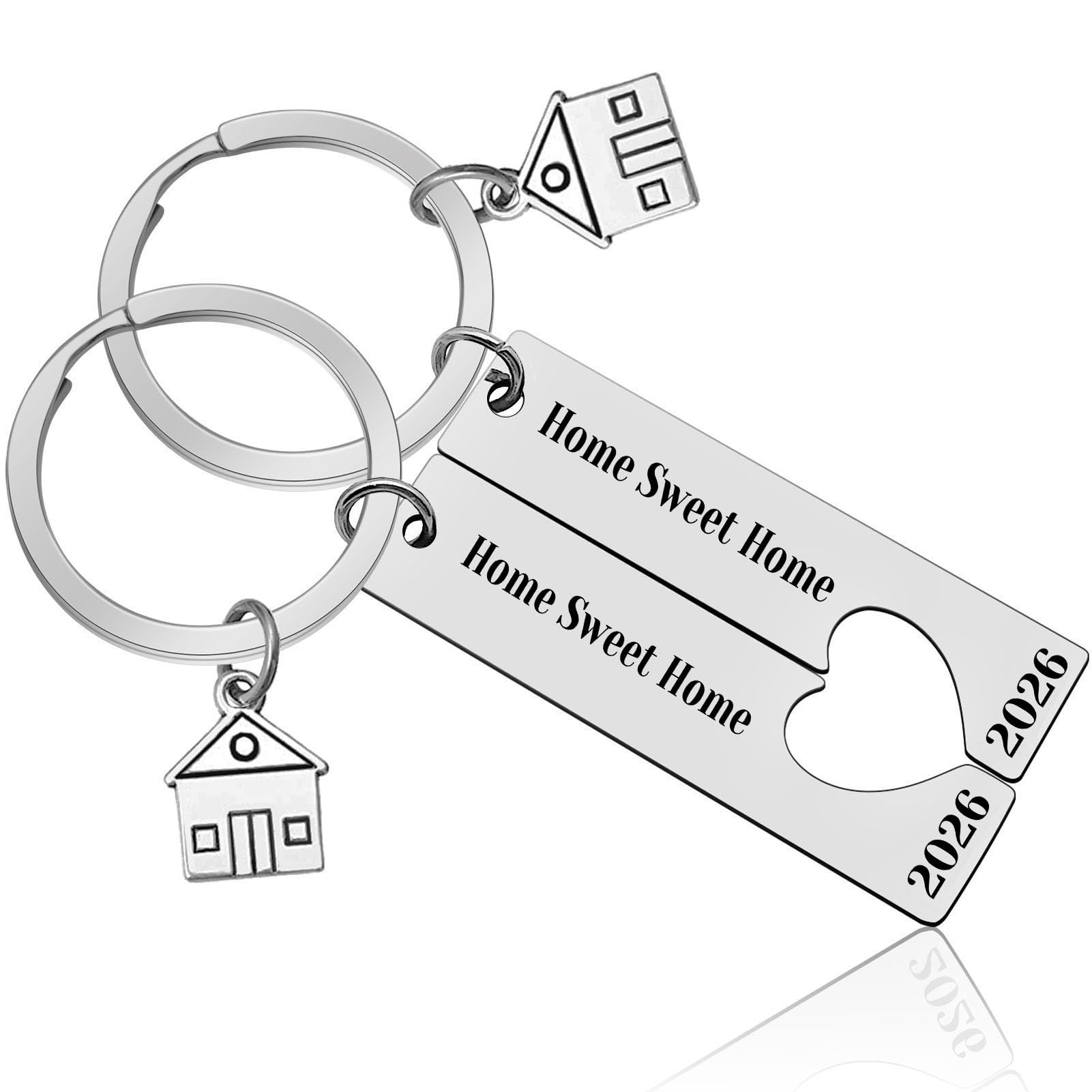 for 2026 New Home Keychain Set Housewarming Gift for New Homeowners New House Keyring Moving In New Home Gift for Couple Friends Sweet Home Jewelry for Family Coworker Real Estate Agent Closing Gift