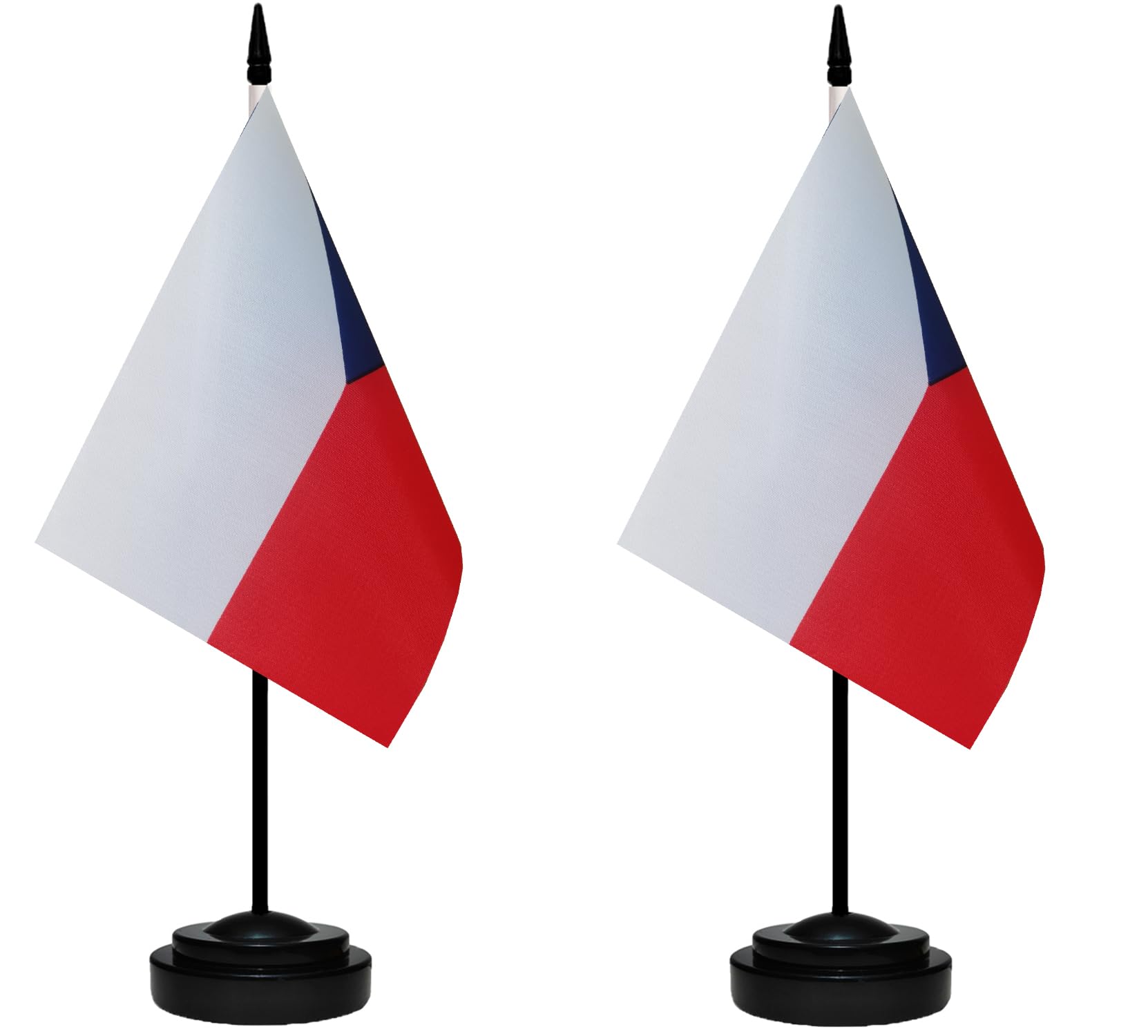 Czechia Czech Republic Small Mini Desk Flag Set Miniature Czechia Czech Republic Table Office Flag with 13" Black Pole, Black Base, Miniature Czechia Deluxe Desktop Flag(2 Pack)