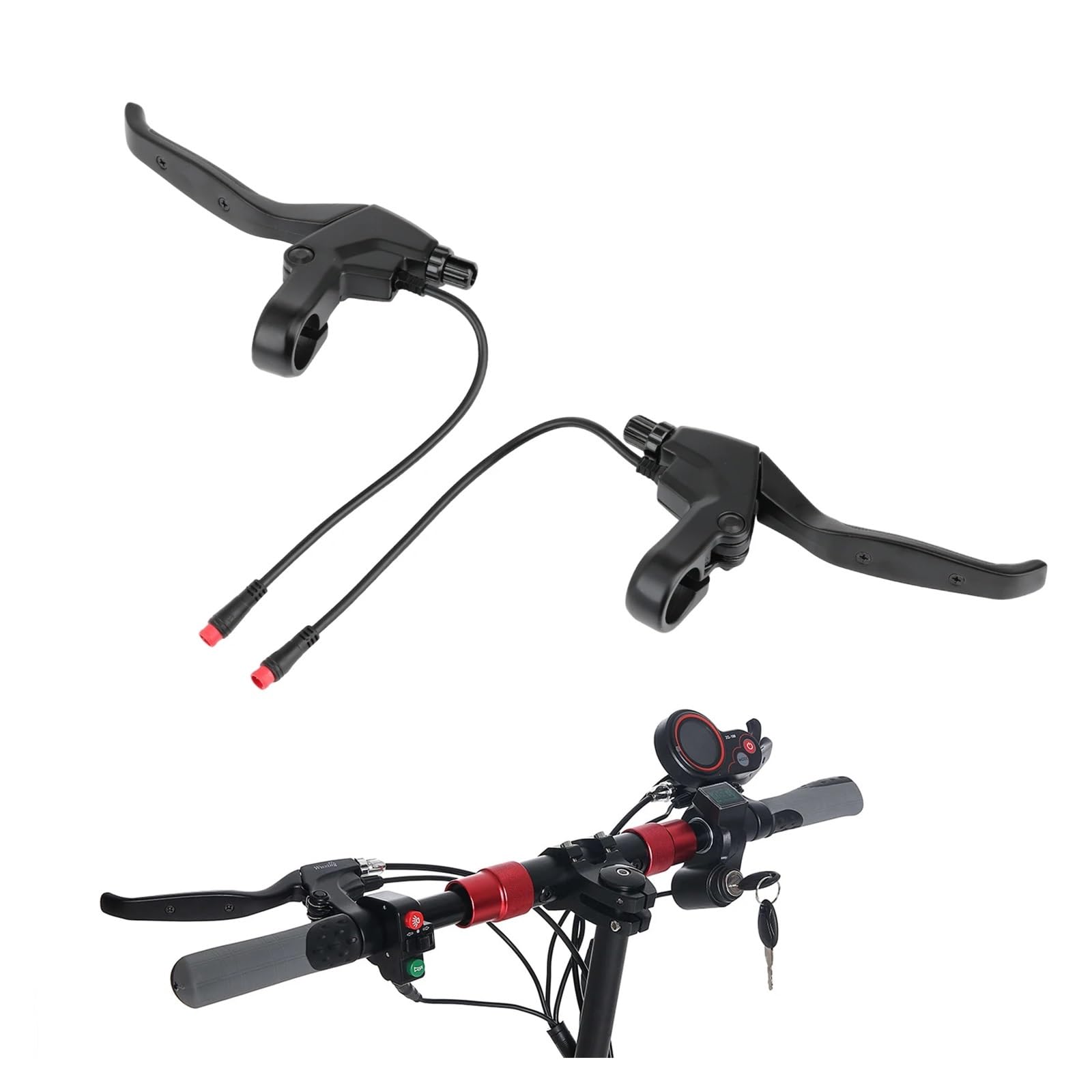Leva del freno sinistra/destra in lega di alluminio compatibile con le parti accessorie di ricambio della maniglia dello scooter elettrico KUGOO M4 / M4 Pro(1 Pair)