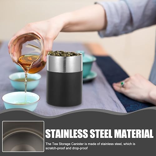 Miniatura 8 de Recipientes de té para té suelto, acero inoxidable con tapas dobles herméticas, recipientes redondos de cocina para té suelto, café, aperitivos,