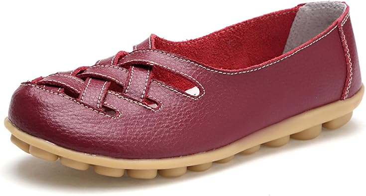 Womens Cowhide Loafers Comfort Walking Casual Flat Loafer Wide Width Flats Slip-On Driving Shoes Breathable Work Dressy Shoe Summer Comfortable Dressy Closed Toe Sandals