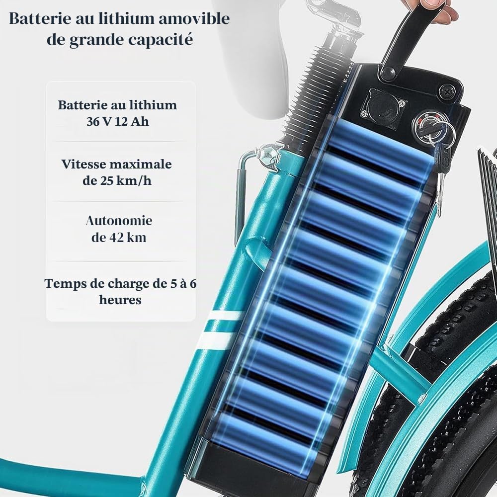 Tricycle Électrique pour Adultes,Roues De 24“,Vélo À Trois Roues pour Adultes Et Seniors,Tricycle Adulte,3 Modes De Conduite,Siège Réglable,Capacité De Charge De 180Kg,Conduite Fluide
