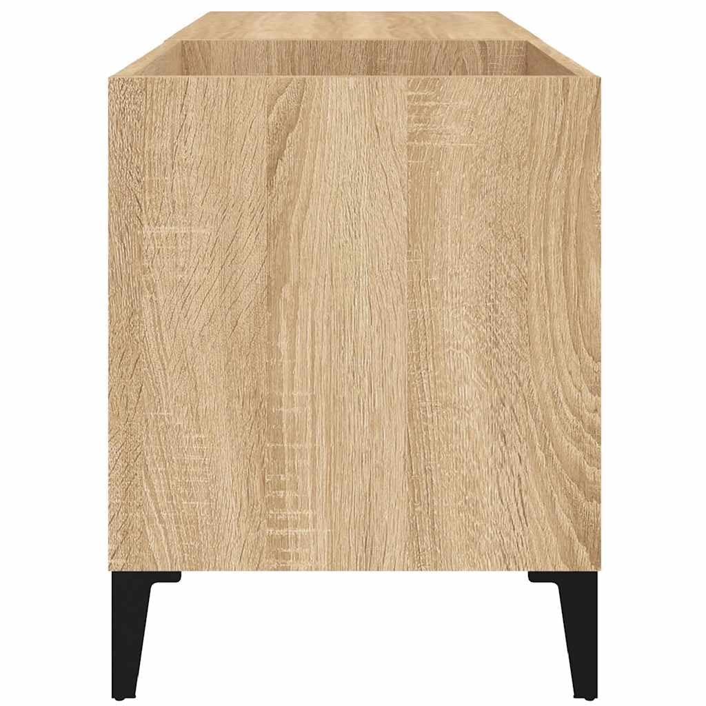 Szafka panelowa dąb Sonoma z materiału drewnopochodnego 84,5 x 38 x 48 cm z metalowymi nogami miejsce do przechowywania płyt gramofonowych, salonu, biura, kredens, półka, miejsce do