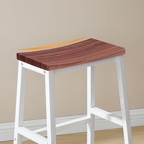 Miniatura 7 de HOOBRO Taburetes de bar, juego de 2 sillas de bar, taburetes de silla de montar de 23.6 pulgadas, asiento de encimera de cocina con reposapiés,