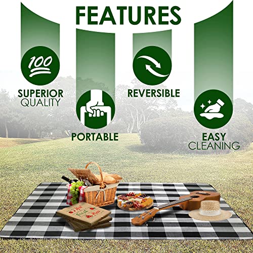 TRENNDY Camping Rug Picnic Mat Acrylic Fabric 79 X 79 Inch Outdoor Rugs for Camping, Picnic, Outdoor Party, Patio, RV, Deck, Beach, Trailer, Big Floor Mat and Rug (Checkered Black, White, and Grey) - Image 3